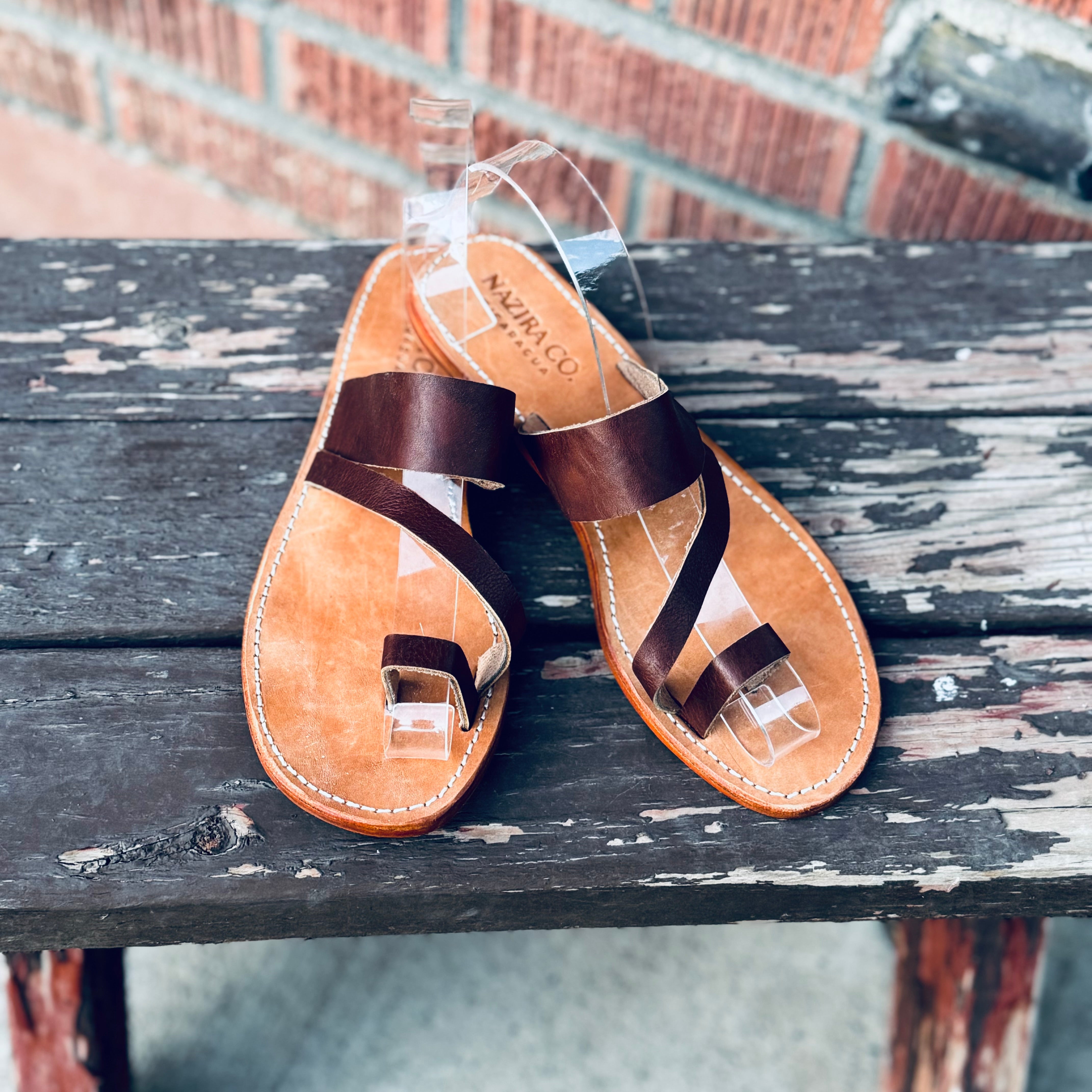 Flat leather sandals