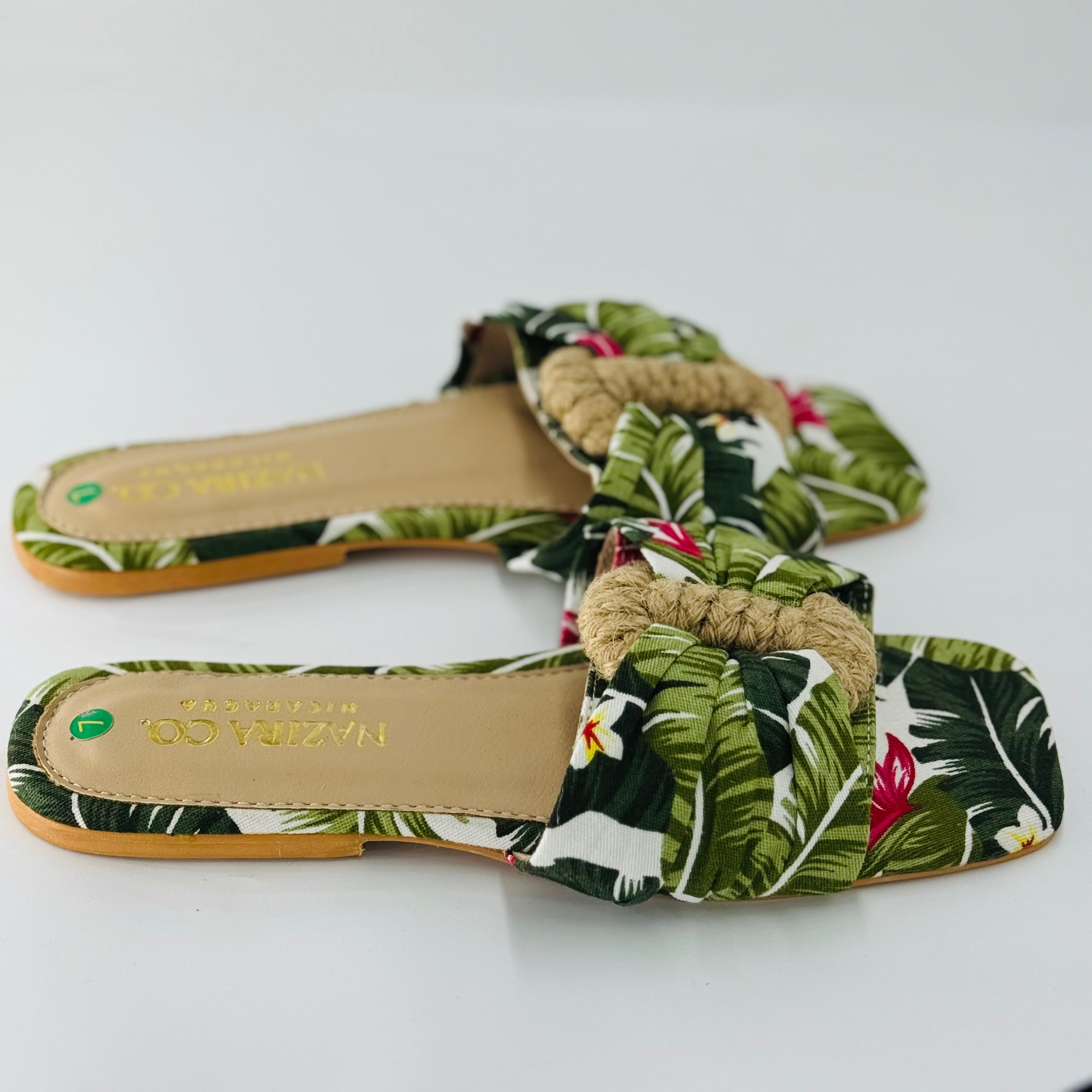 Floral flat sandals